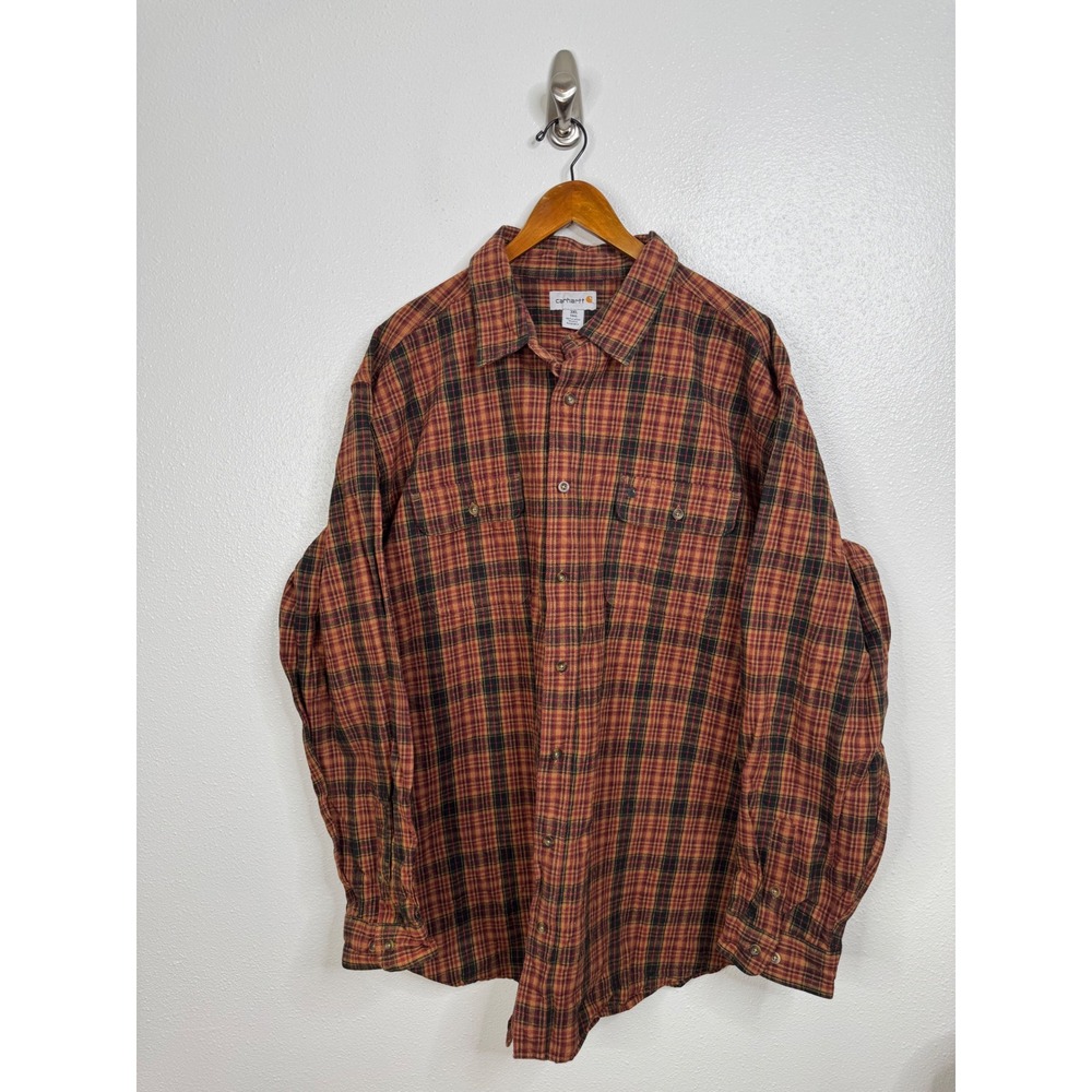 Carhartt Plaid Flannel Long Sleeve Button Down Shirt Size 3XL Tall